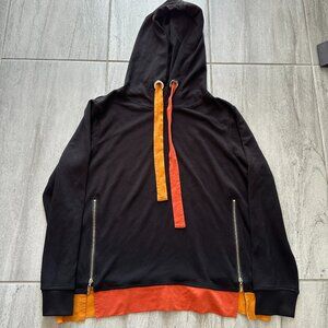 Vecceli Italy Women’s Hoodie Medium Black Orange Zip Sides Streetwear
